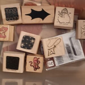 Wooden Rubber Stamp Set with Various Designs